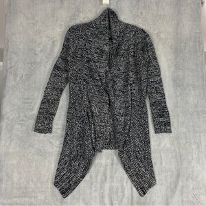 UK2LA Waterfall Front Cardigan Heather Grey Ribbed Knit Sz Small